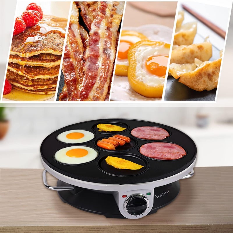 Aoruru Electric Pancake Maker for Kids Mini Crepe Maker Nonstick Fried Eggs Pan - Image 5